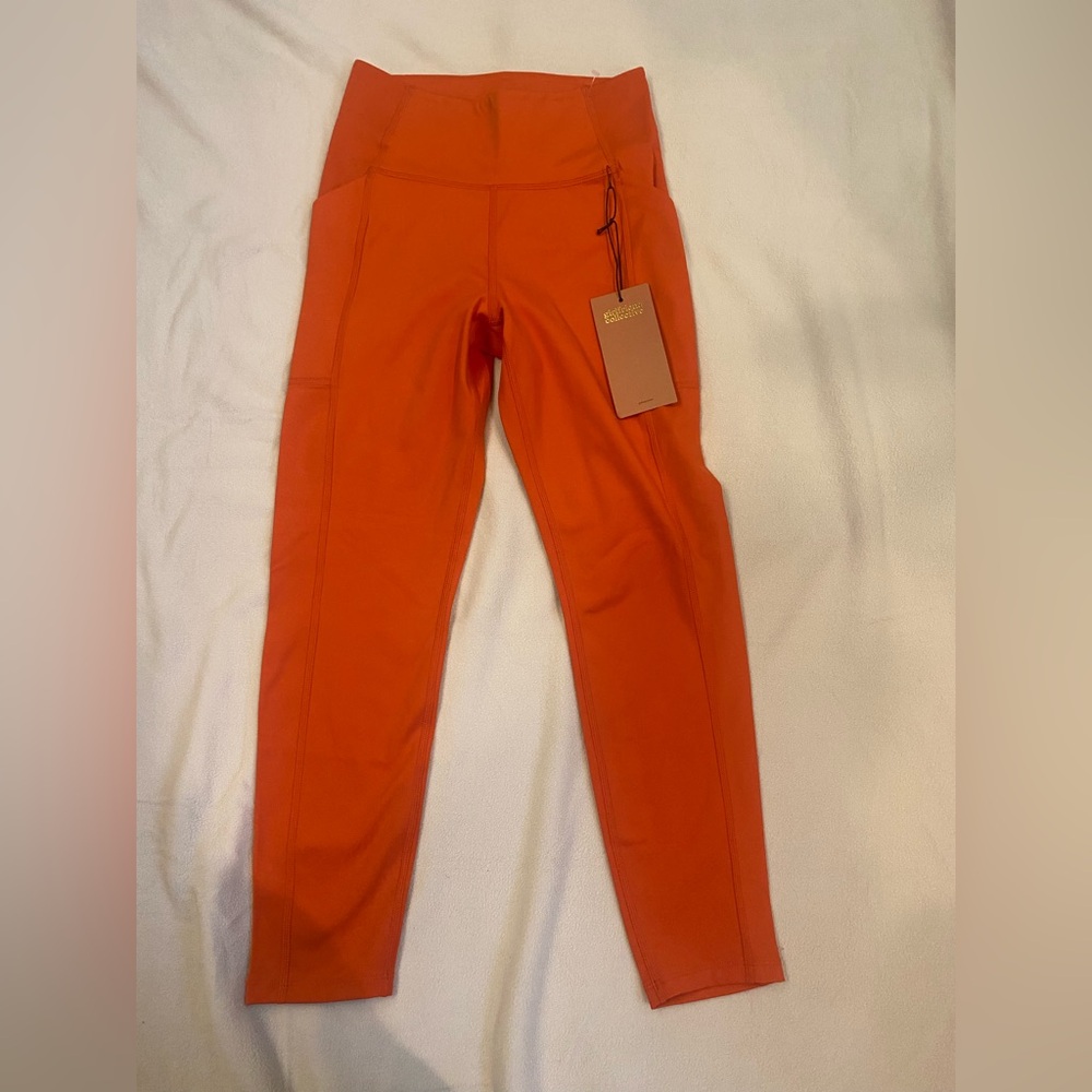 Girlfriend Collective Compressive Brick Orange High Rise Leggings Pockets SM NWT